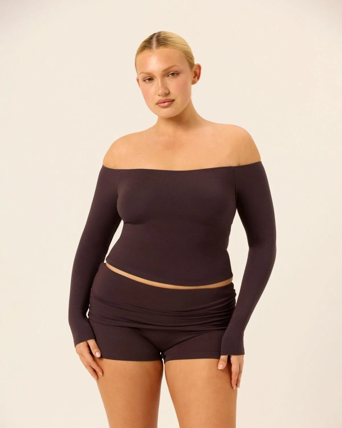 Off Shoulder Leisure Top | Espresso sold by CSB product image thumbnail 5