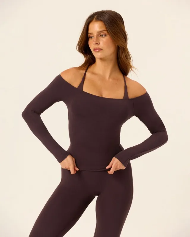 Off Shoulder Leisure Top | Espresso sold by CSB