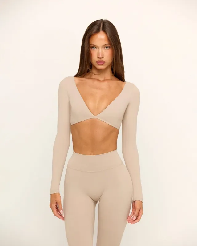 Form Contour Long Sleeve Crop | Fawn sold by CSB