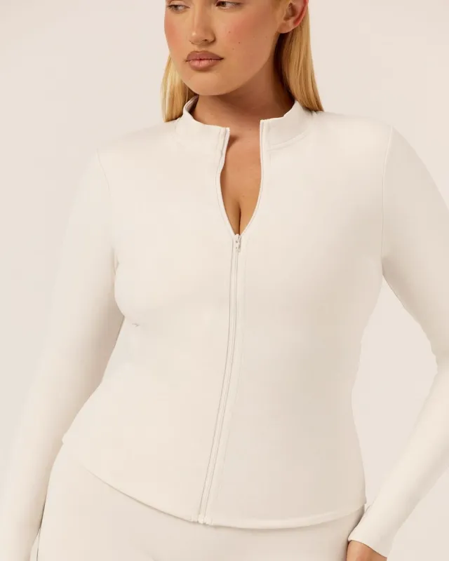 Serenity Longline Zip Up Jacket | Vanilla made by Crop Shop Boutique