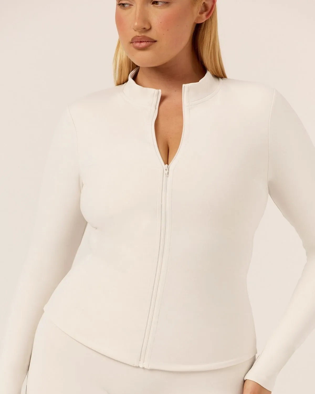 Serenity Longline Zip Up Jacket | Vanilla sold by CSB