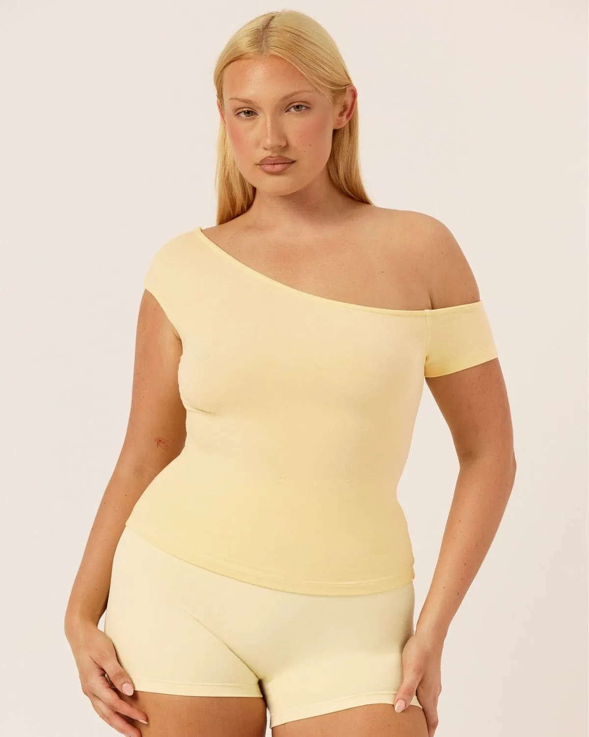 One Shoulder Capped Sleeve Top | Butter sold by CSB