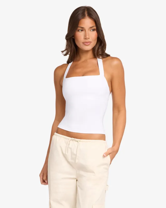 Serenity Halle Halter Tank | White sold by CSB