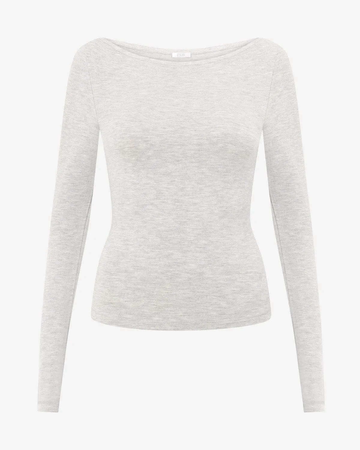 Boat Neck Long Sleeve Top | Snow Marl sold by CSB product image thumbnail 4