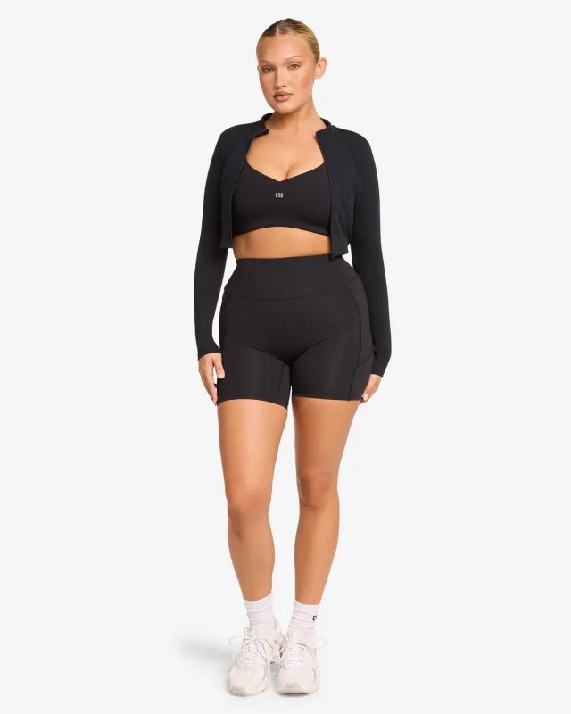 Activluxe Contour Pocket Shorts 6" | Black made by Crop Shop Boutique