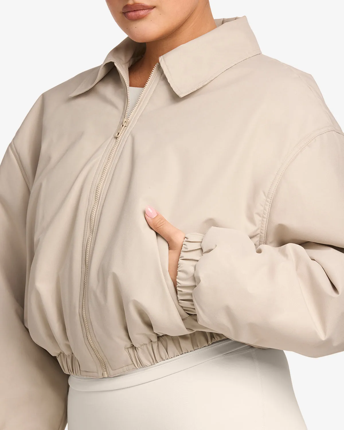 Cropped Oversized Bomber Jacket | Fawn sold by CSB product image thumbnail 2