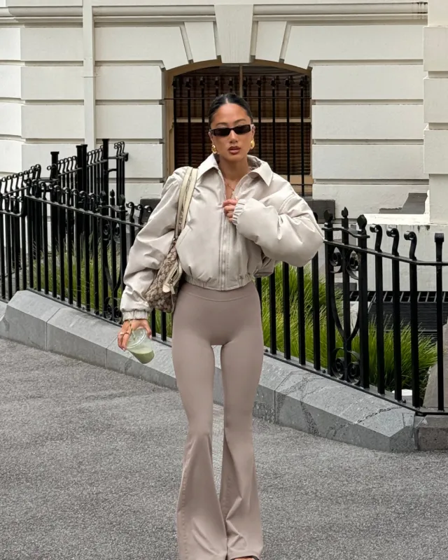 Cropped Oversized Bomber Jacket | Fawn sold by CSB