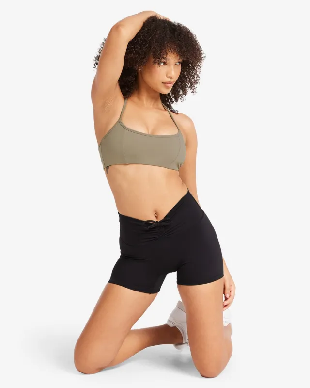 Serenity Drawstring Scrunch Shorts 4" | Black sold by CSB