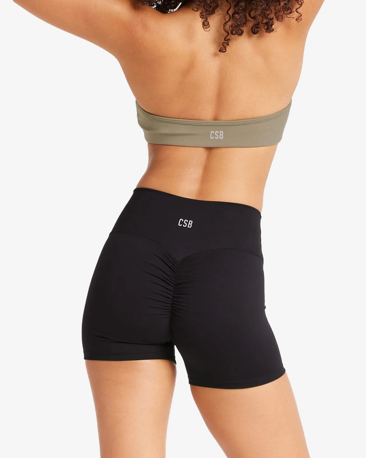 Serenity Drawstring Scrunch Shorts 4" | Black sold by CSB product image thumbnail 2