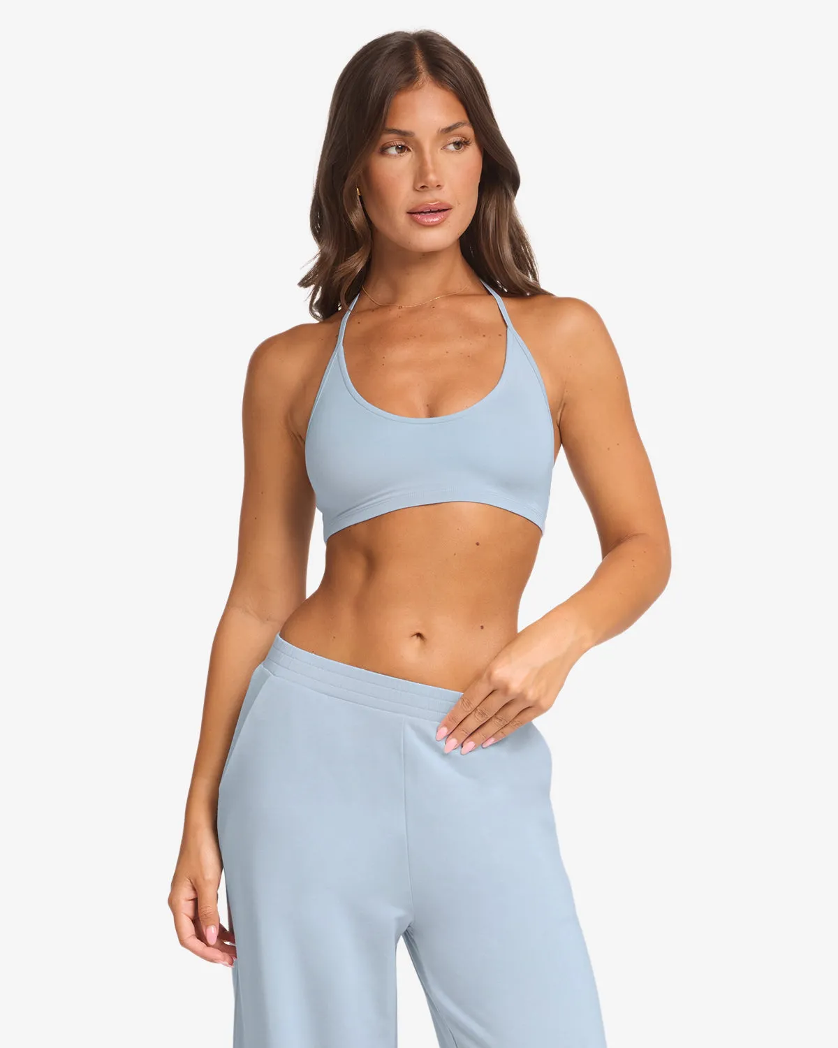 Halter Neck Crop | Dusty Blue sold by CSB