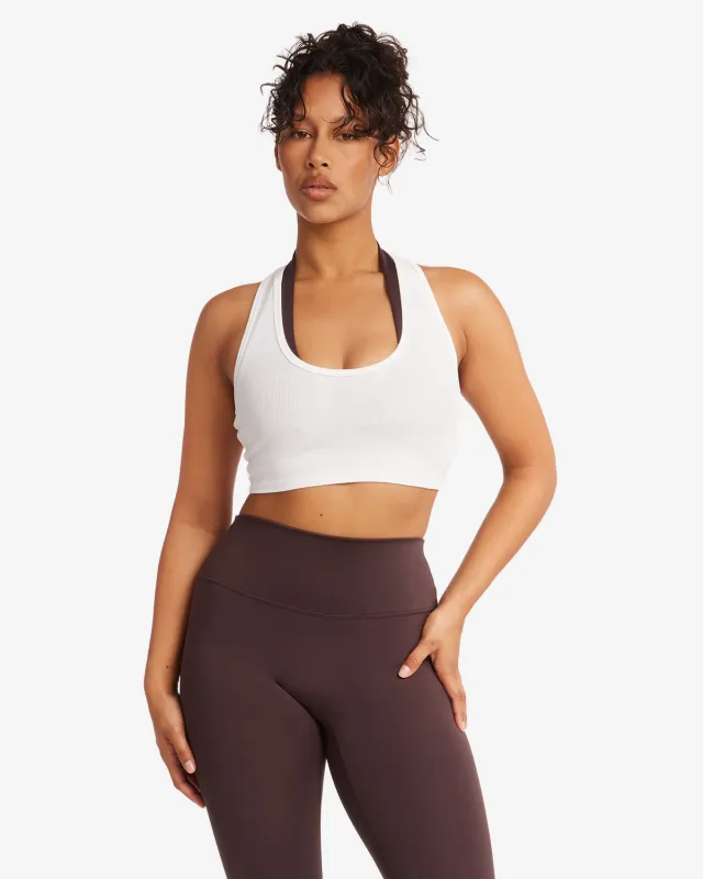 Rib Cropped Tank | White sold by CSB