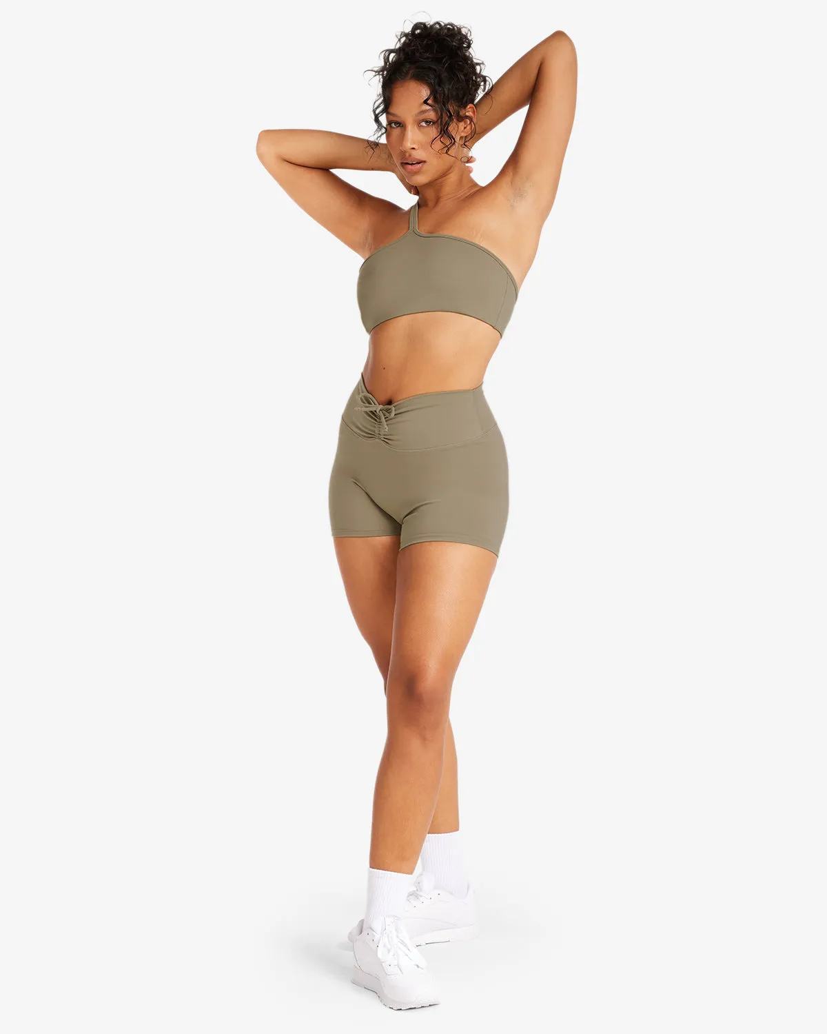 Serenity Drawstring Scrunch Shorts 4" | Vintage Khaki sold by CSB product image thumbnail 3