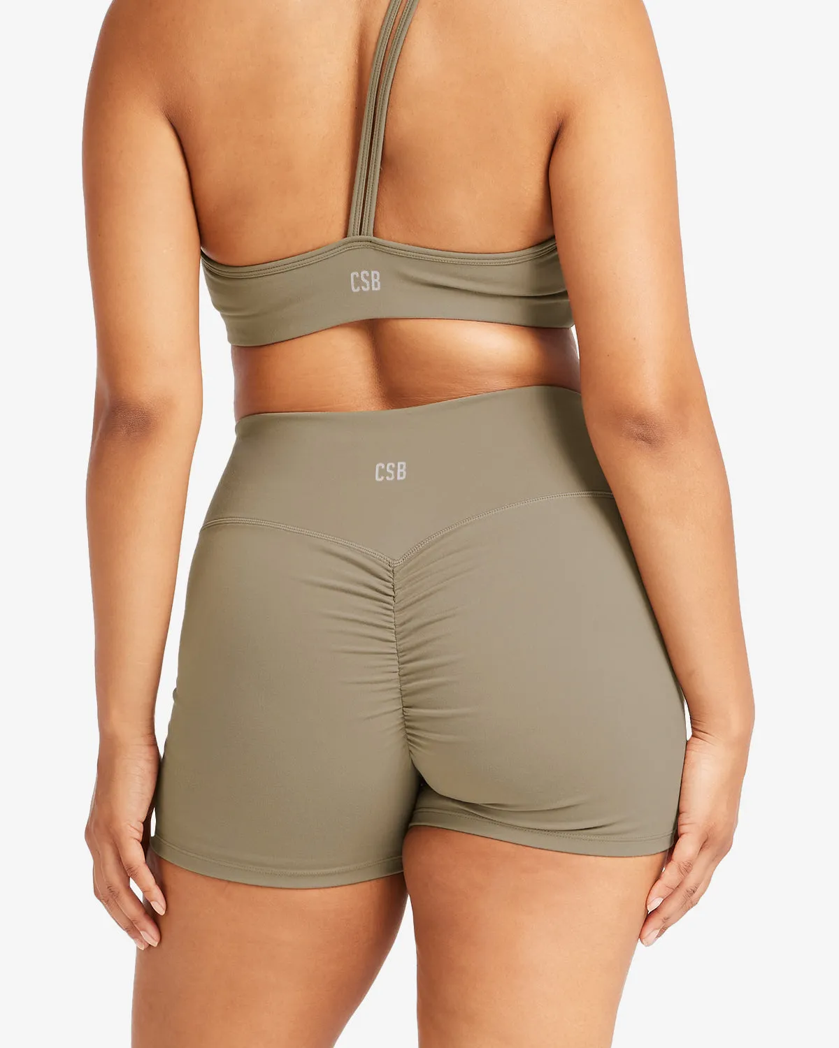 Serenity Drawstring Scrunch Shorts 4" | Vintage Khaki sold by CSB product image thumbnail 2
