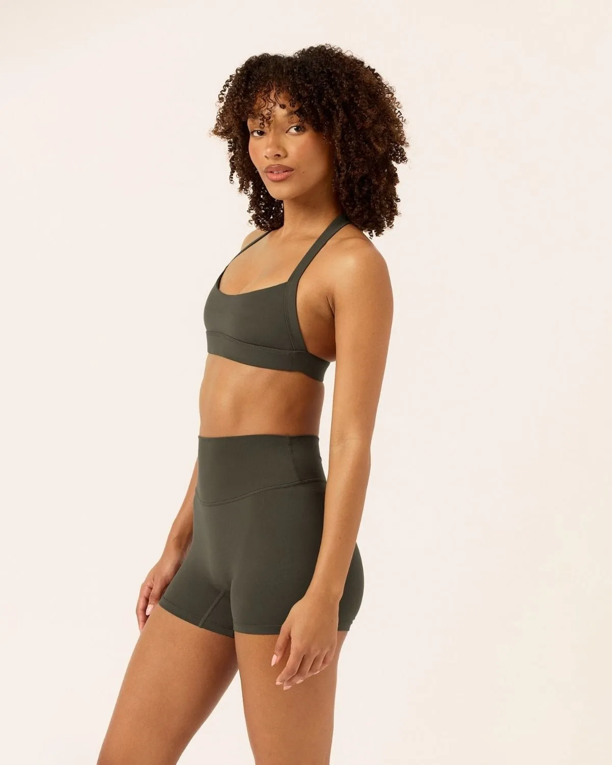 Serenity Invisible Scrunch Shorts 4" | Deep Olive sold by CSB product image thumbnail 4