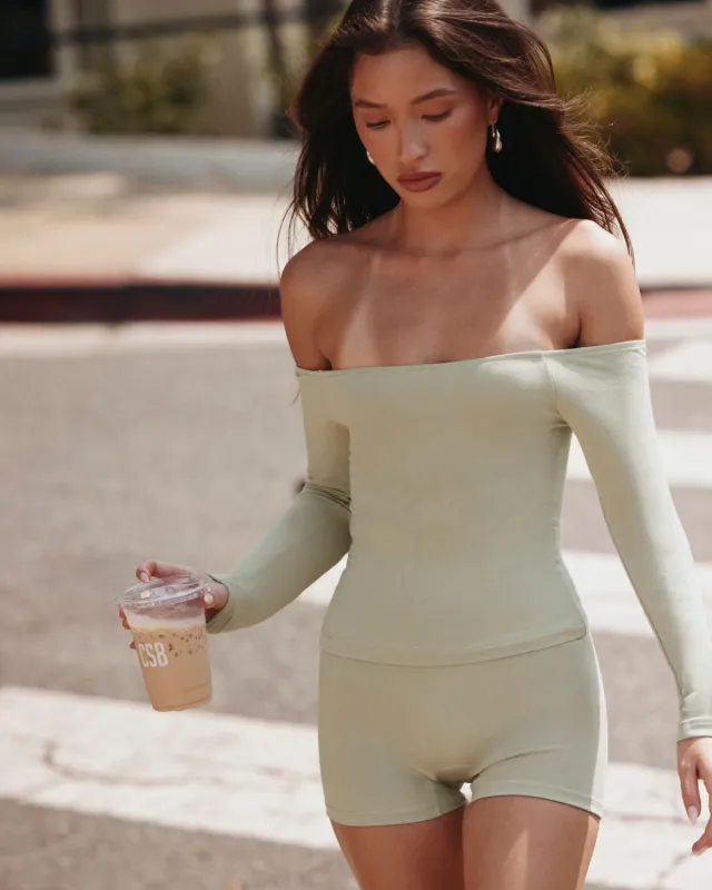 Serenity Invisible Scrunch Shorts 4" | Sage sold by CSB