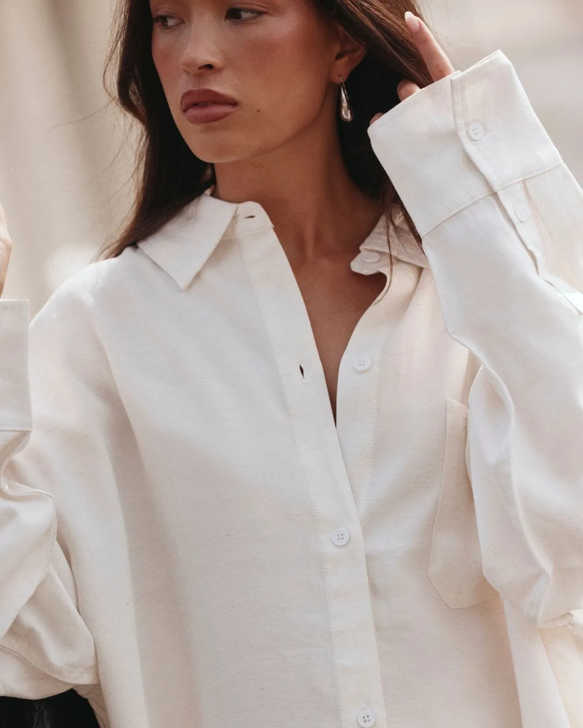 Oversized Button Up Shirt | White sold by CSB product image thumbnail 3