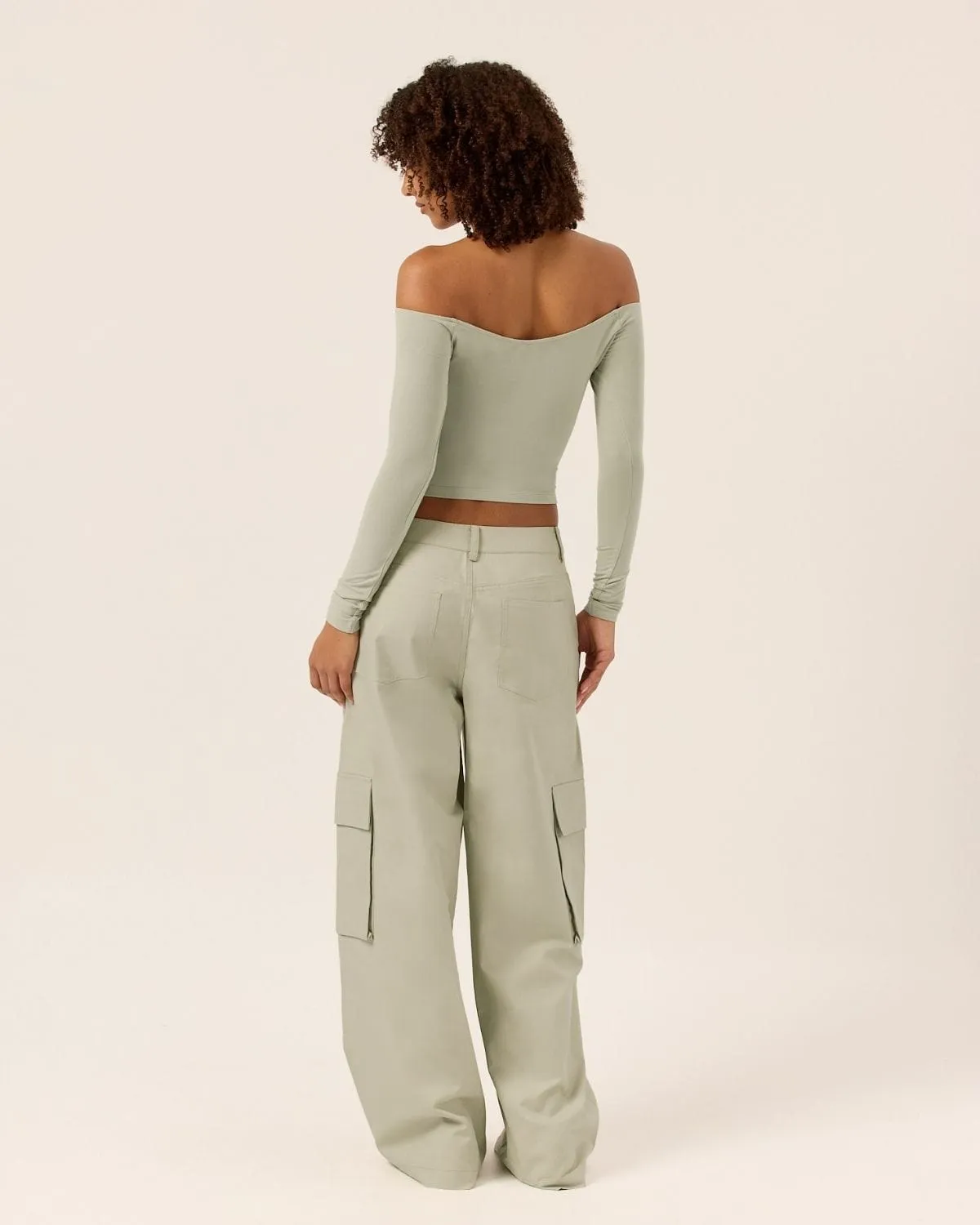 Off Shoulder Leisure Top | Sage sold by CSB product image thumbnail 4