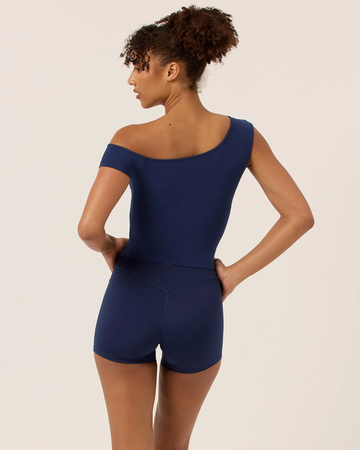 One Shoulder Capped Sleeve Top | Navy sold by CSB product image thumbnail 2