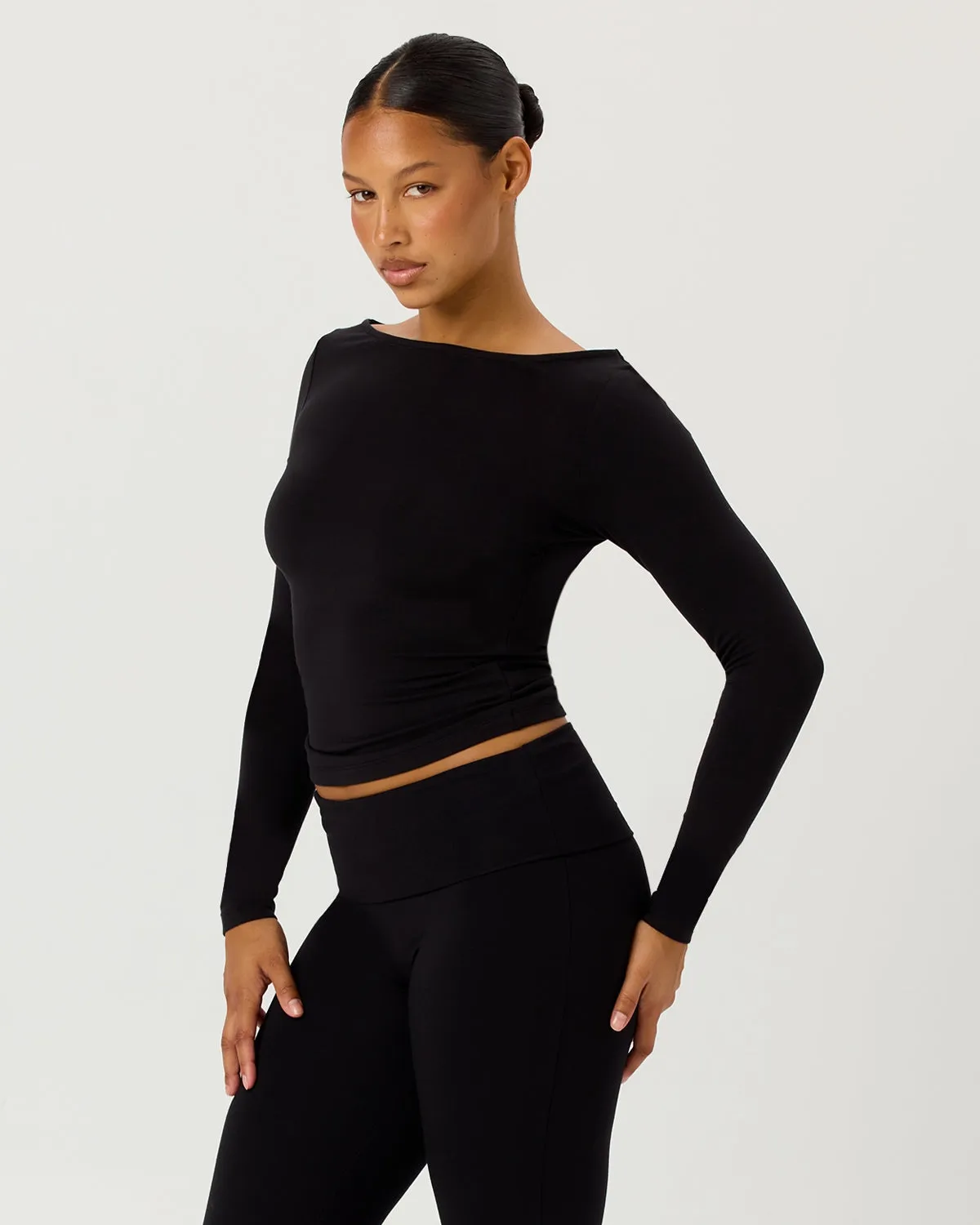 Boat Neck Long Sleeve Top | Black sold by CSB product image thumbnail 3