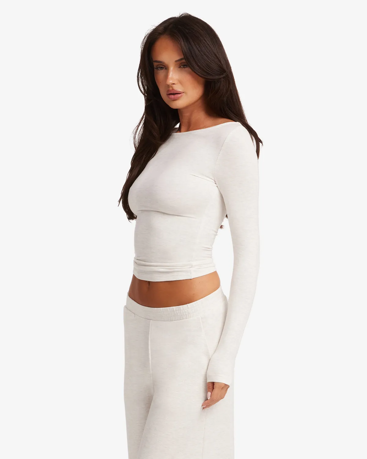 Boat Neck Long Sleeve Top | Oat sold by CSB product image thumbnail 2