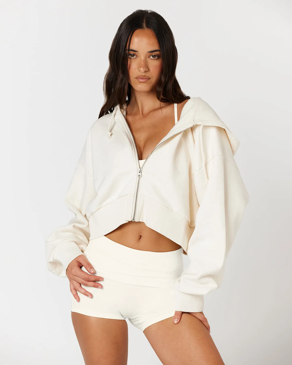 Cropped Zip Hoodie | Milk sold by CSB product image thumbnail 4