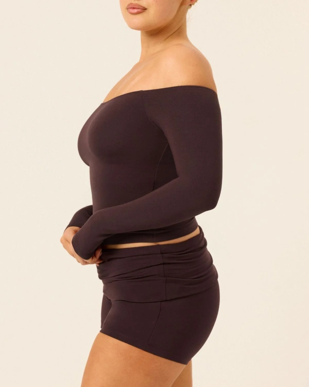 Foldover Yoga Short | Espresso sold by CSB product image thumbnail 3