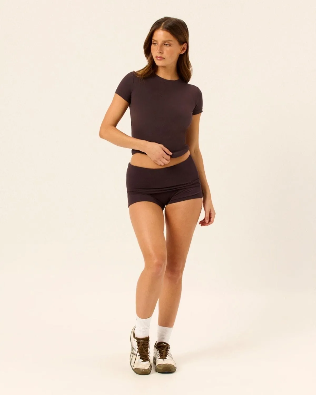 Foldover Yoga Short | Espresso sold by CSB product image thumbnail 4