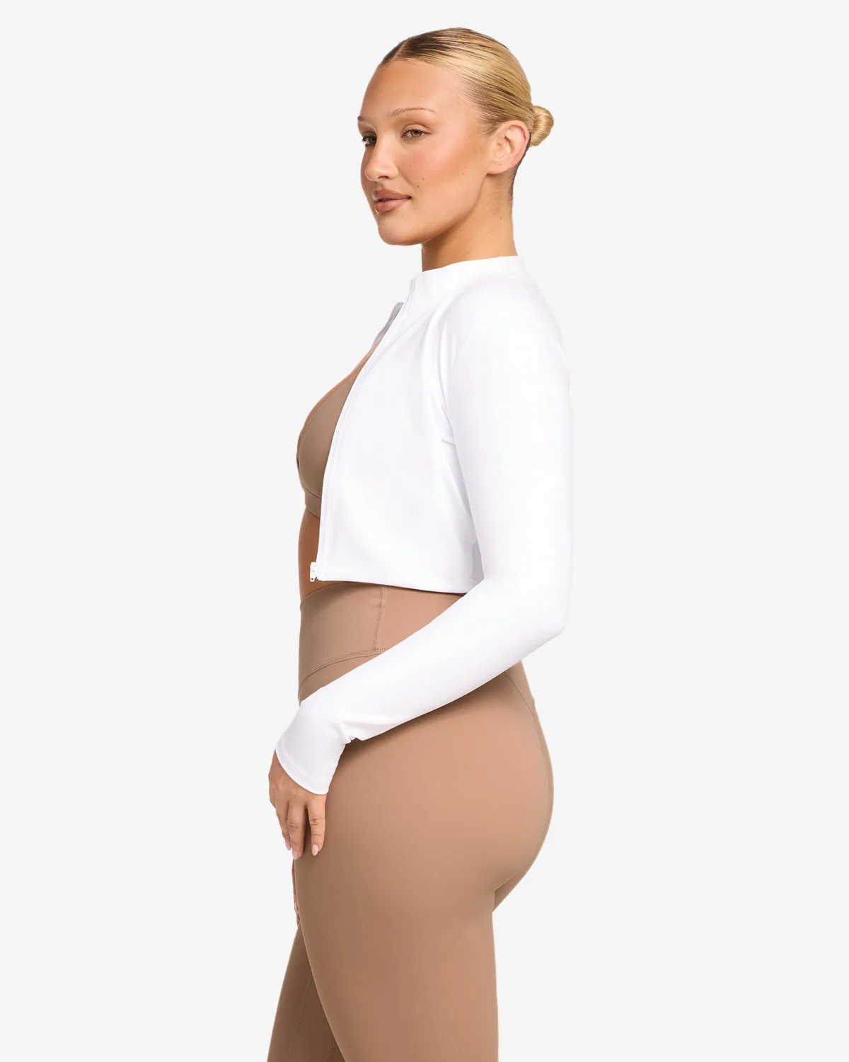 Serenity Cropped Zip Jacket | White sold by CSB product image thumbnail 3