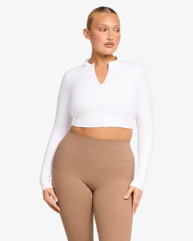 Serenity Cropped Zip Jacket | White sold by CSB