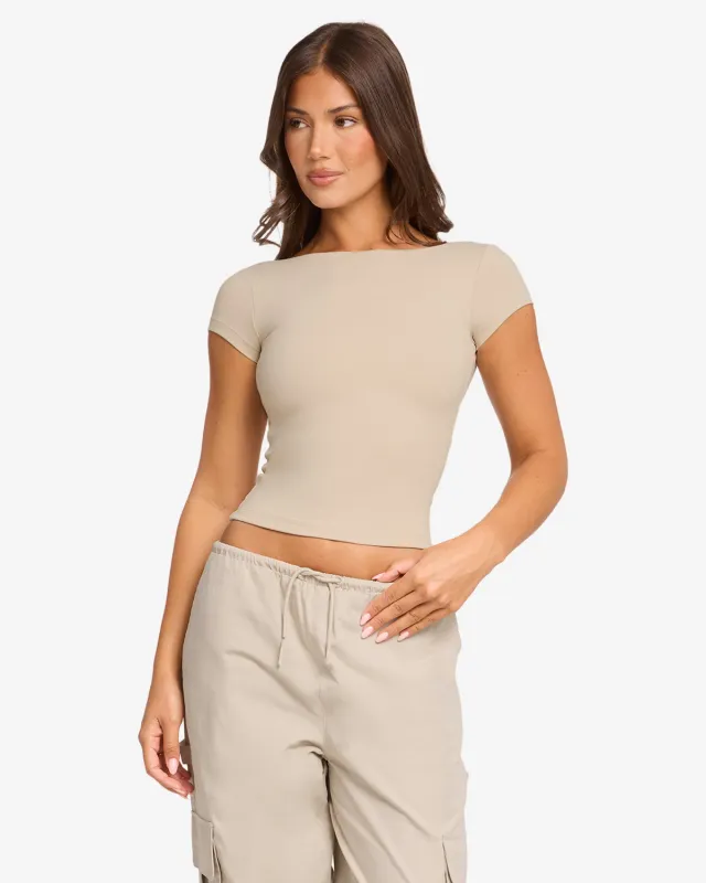Form Open Back Tee | Fawn sold by CSB