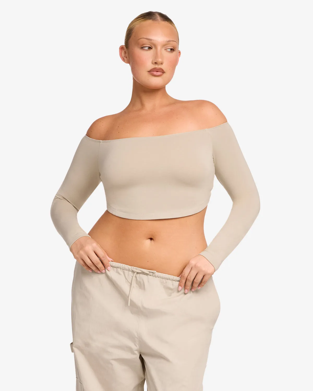 Open Back Long Sleeve Top | Fawn sold by CSB