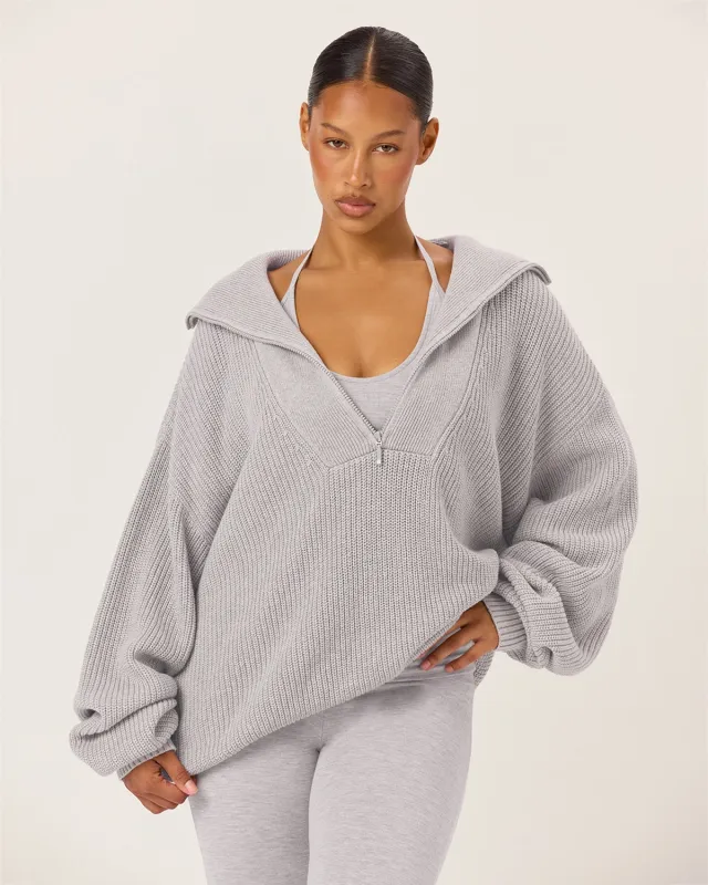 Oversized Knit Sweater | Grey Marle made by Crop Shop Boutique