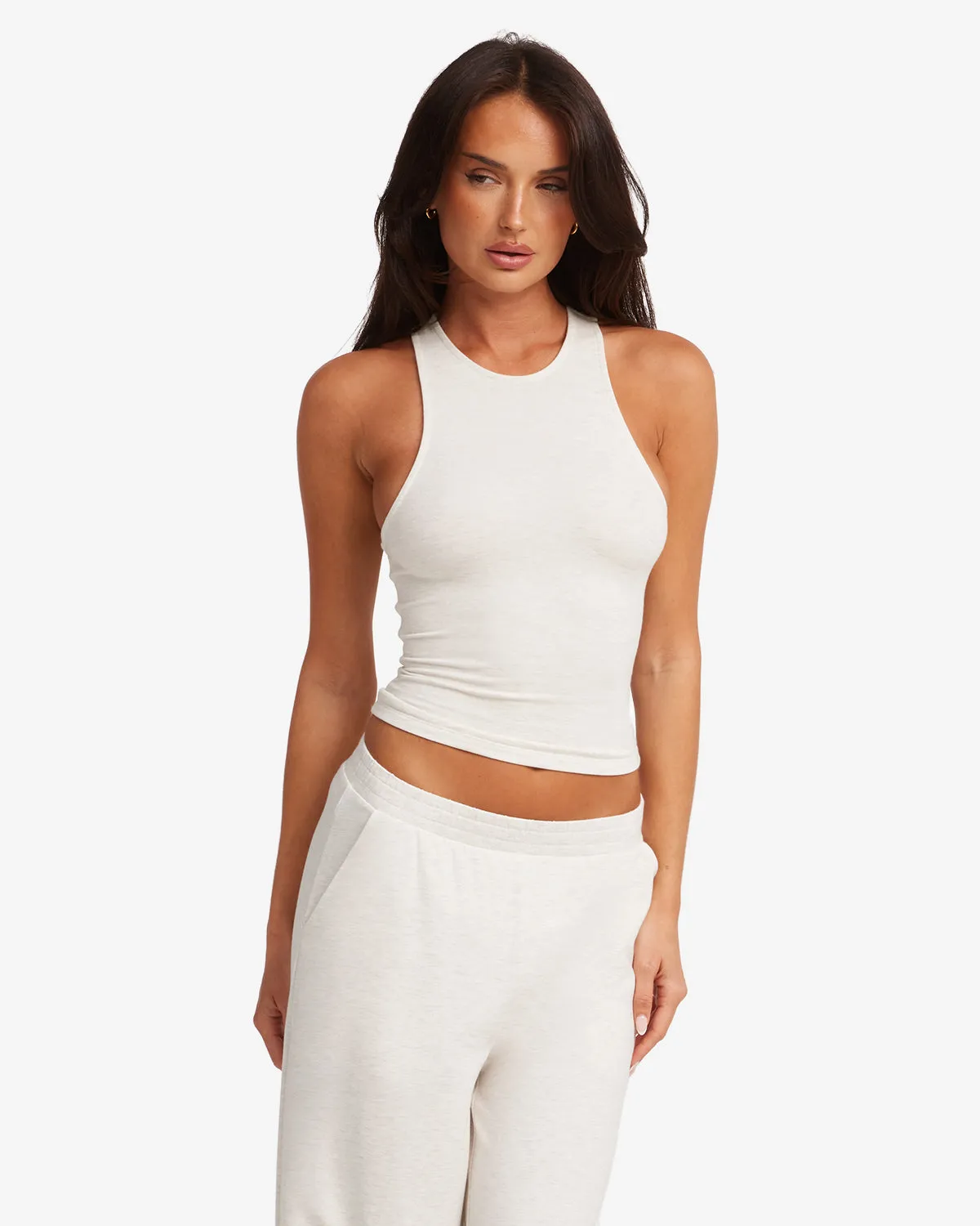 Longline High Neck Tank | Oat sold by CSB