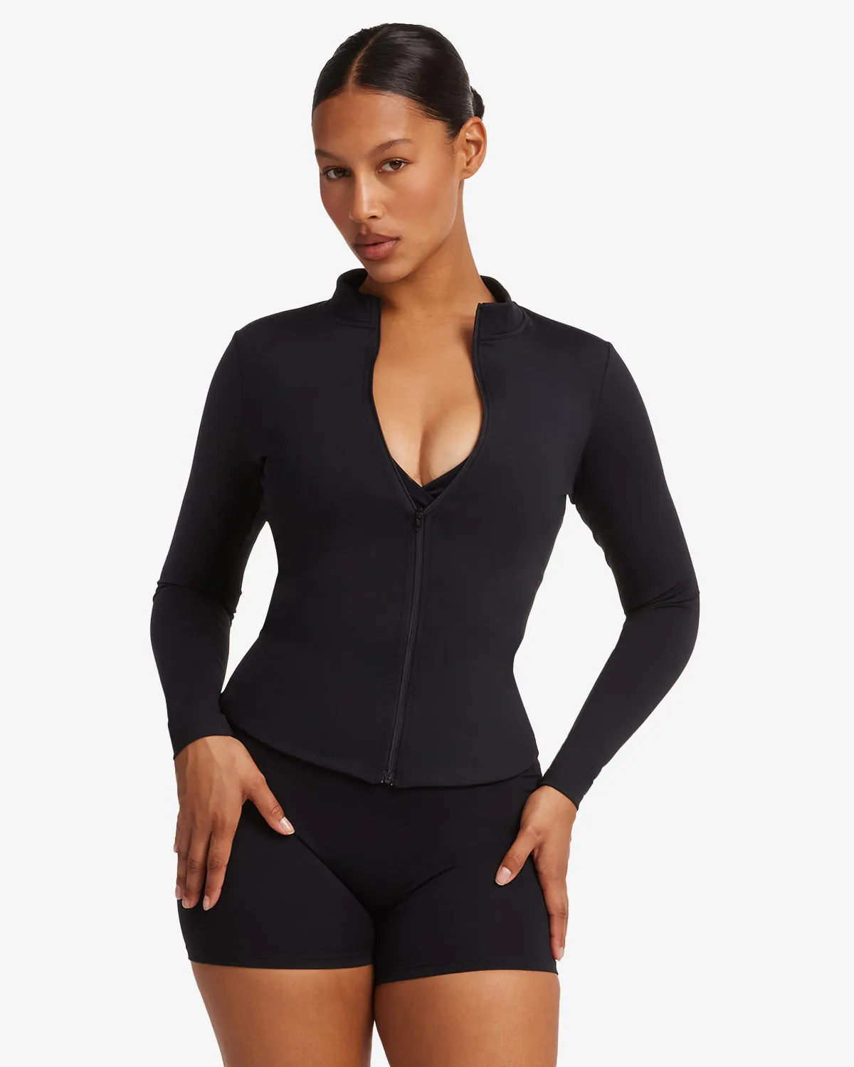 Serenity Longline Zip Up Jacket | Black sold by CSB product image thumbnail 2