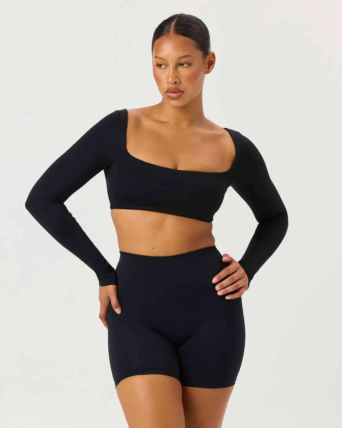 Freedom Scoop Long Sleeve Crop | Black sold by CSB