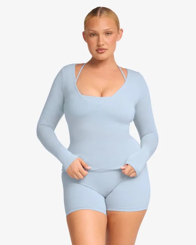 V Neck Long Sleeve Top | Dusty Blue sold by CSB