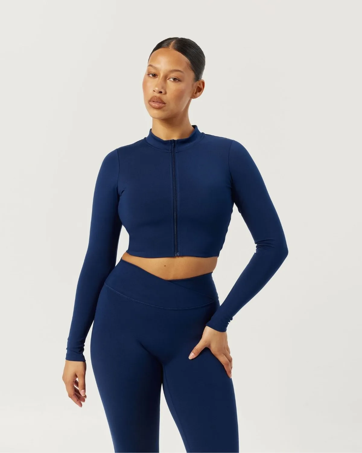 Serenity Cropped Zip Jacket | Navy sold by CSB product image thumbnail 4