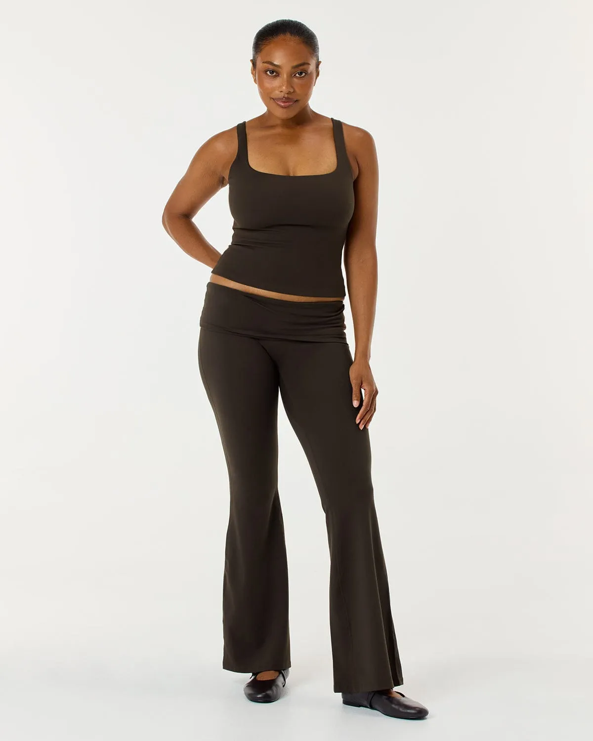 Form Invisible Scrunch Flare Fold Over Leggings | Dark Chocolate sold by CSB product image thumbnail 4