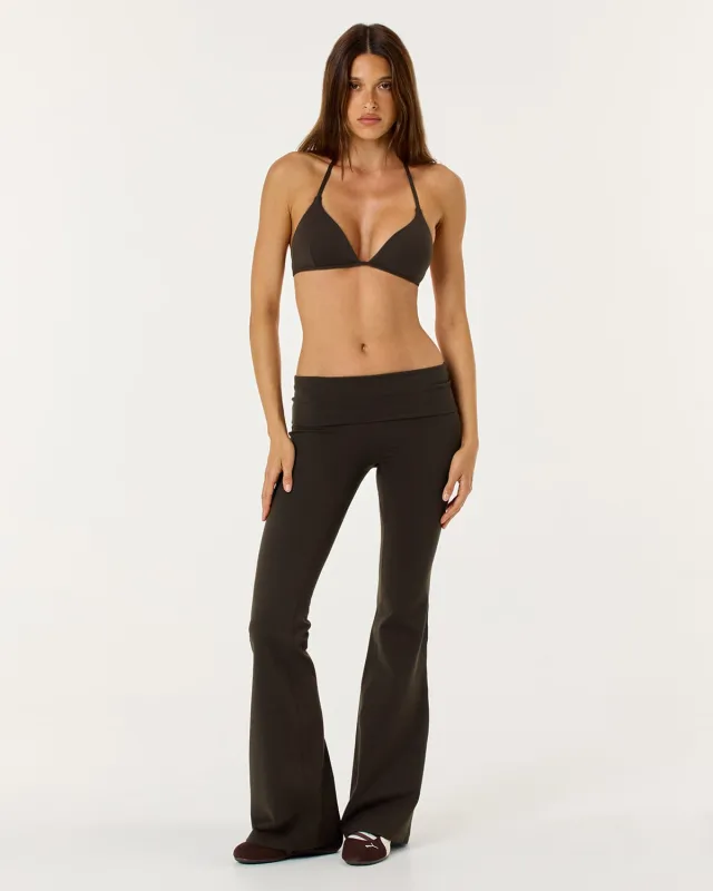 Form Invisible Scrunch Flare Fold Over Leggings | Dark Chocolate made by Crop Shop Boutique