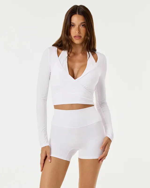 Ballet Wrap Top | White made by Crop Shop Boutique