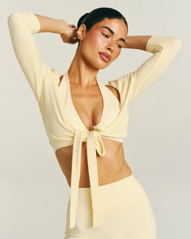 Ballet Wrap Cropped Top 3/4 Sleeve | Butter made by Crop Shop Boutique
