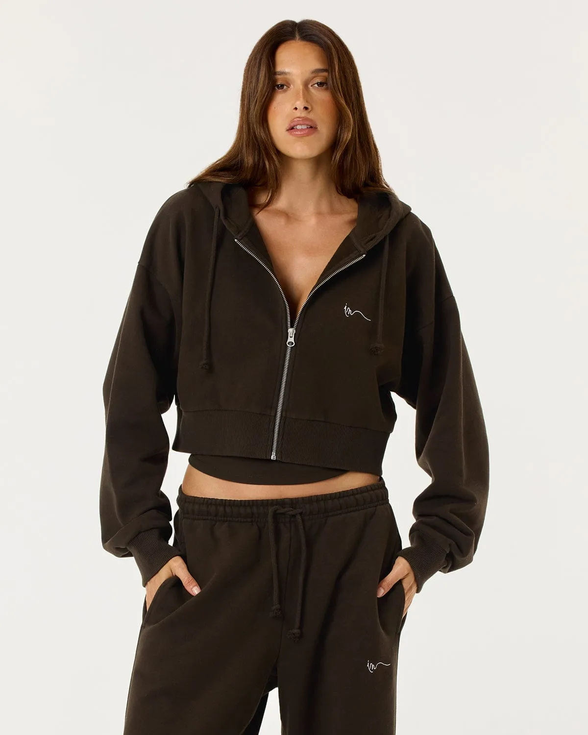 Cropped Zip Hoodie | Dark Chocolate sold by CSB