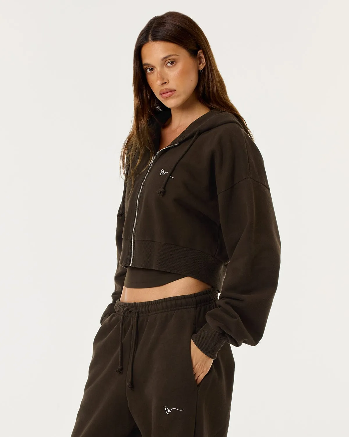 Cropped Zip Hoodie | Dark Chocolate sold by CSB product image thumbnail 3