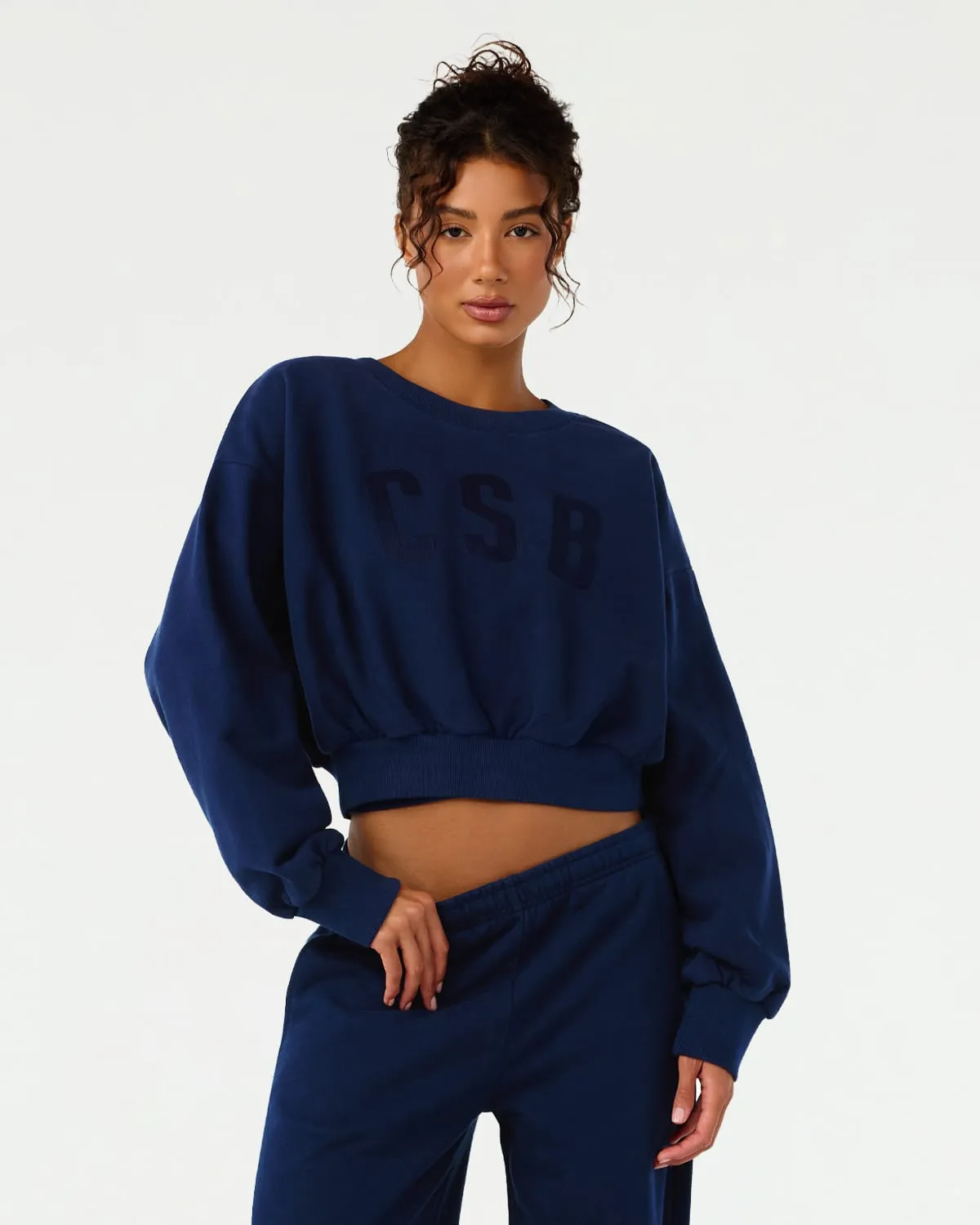 Cropped Crew Neck | Navy sold by CSB product image thumbnail 2