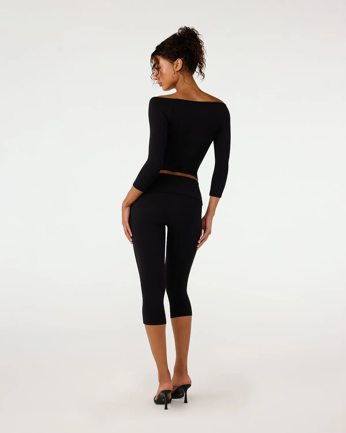 Foldover Jersey Capri Leggings | Black sold by CSB product image thumbnail 2