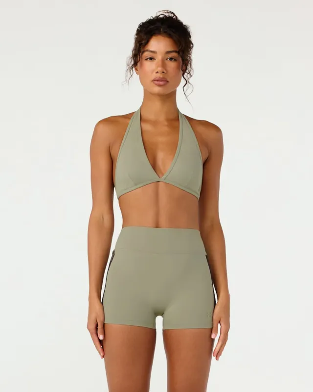 Form Triangle Halter Crop | Moss Green made by Crop Shop Boutique