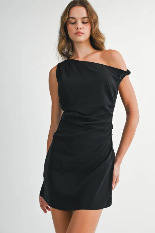 presley one shoulder pleated dress Presley One Shoulder Pleated Dress | Bronze