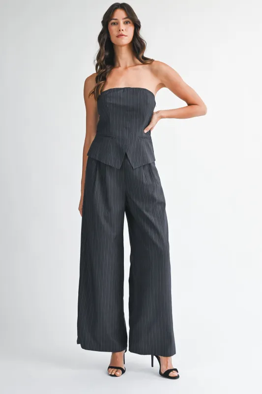 SYLVIE PIN STRIPE TUBE TOP AND PANTS SET made by MABLE