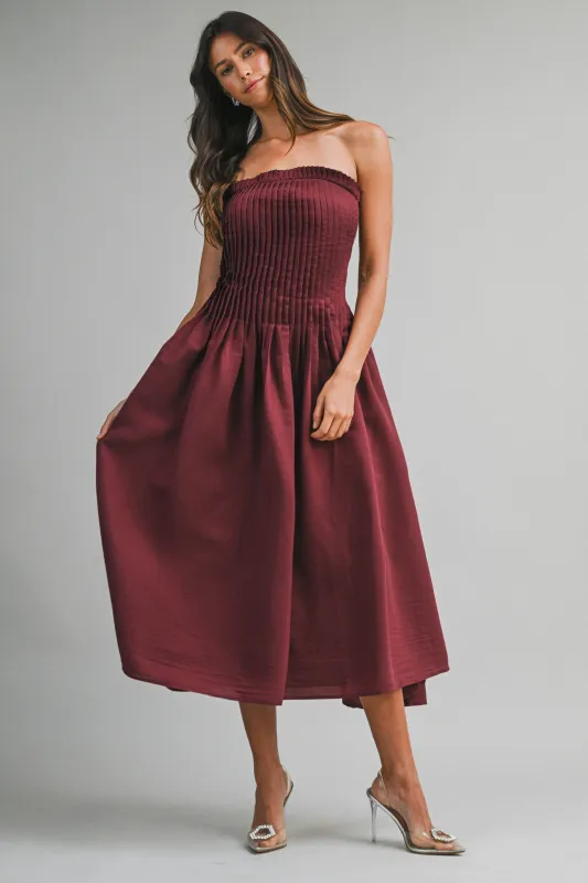 EVERLEE PLEATED MAXI DRESS made by MABLE