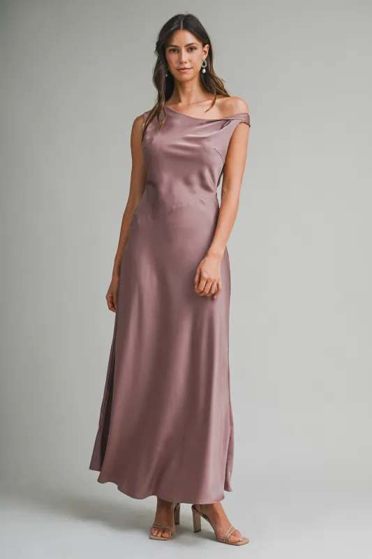 FAITH SATIN SLEEVELESS MAXI DRESS made by MABLE